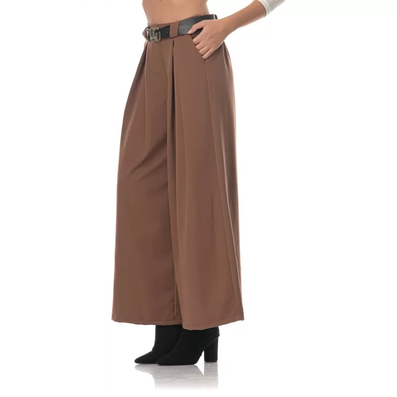 Παντελόνα Με Πιέτες Oversized - Καφέ Παντελόνα Με Πιέτες Oversized - Καφέ