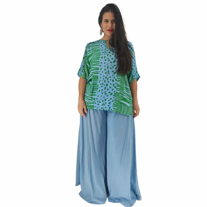 Plus Size Παντελόνα Oversized - Γαλάζιο Plus Size Παντελόνα Oversized - Γαλάζιο