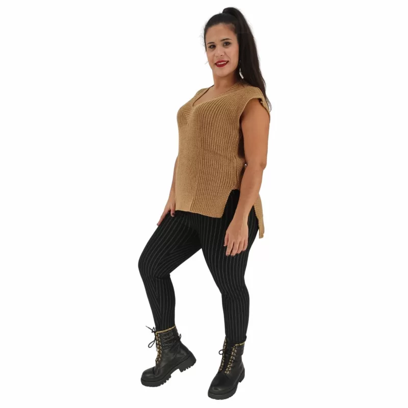Plus Size Κολάν με Χοντρές Ρίγες - Μαύρο Plus Size Κολάν με Χοντρές Ρίγες - Μαύρο