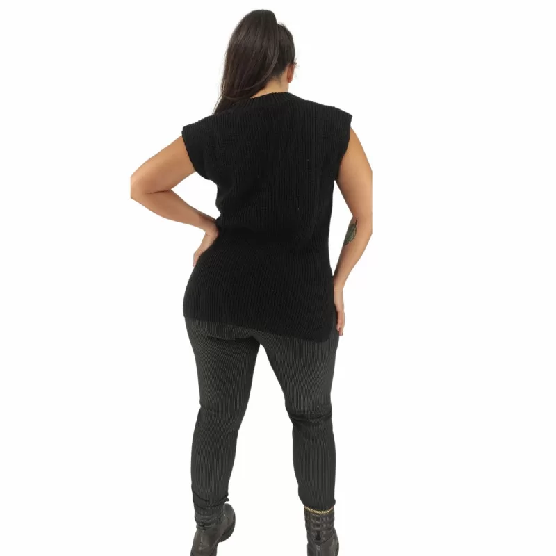 Plus Size Κολάν με Λεπτές Ρίγες - Μαύρο Plus Size Κολάν με Λεπτές Ρίγες - Μαύρο