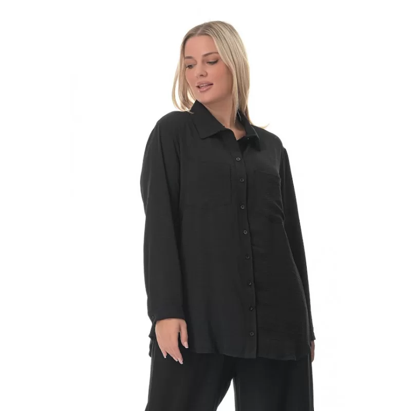 Plus Size Set Πουκάμισα/Παντελόνα - Μαύρο Plus Size Set Πουκάμισα/Παντελόνα - Μαύρο