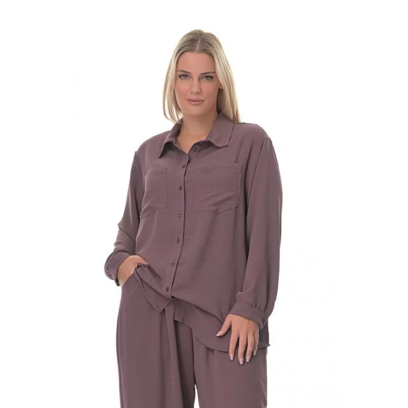 Plus Size Set Πουκάμισα/Παντελόνα - Μωβ Plus Size Set Πουκάμισα/Παντελόνα - Μωβ