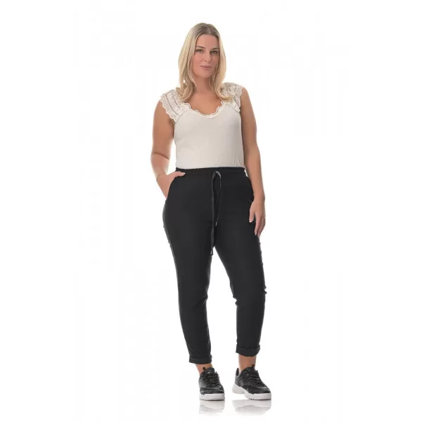 Plus Size Παντελόνι Sport - Μαύρο