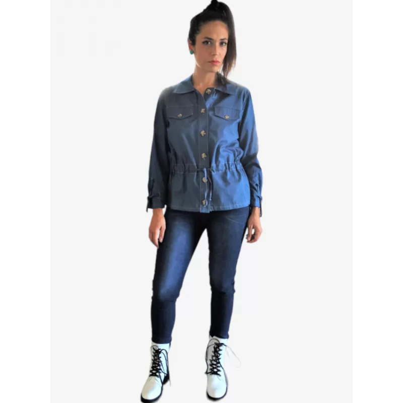 Jacket Jean Με Σούρα - Μπλε Jacket Jean Με Σούρα - Μπλε