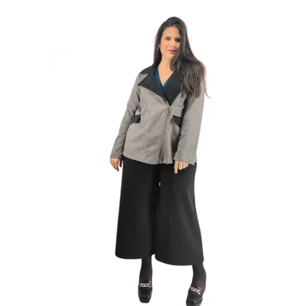 Plus Size Jacket Καστόρ Δίχρωμο - Γκρι/Μαύρο
