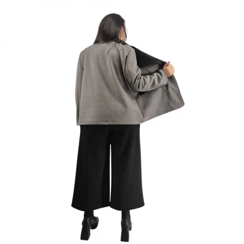 Plus Size Jacket Καστόρ Δίχρωμο - Γκρι/Μαύρο Plus Size Jacket Καστόρ Δίχρωμο - Γκρι/Μαύρο