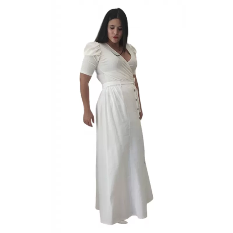 Plus Size Φούστα Maxi - Λευκό