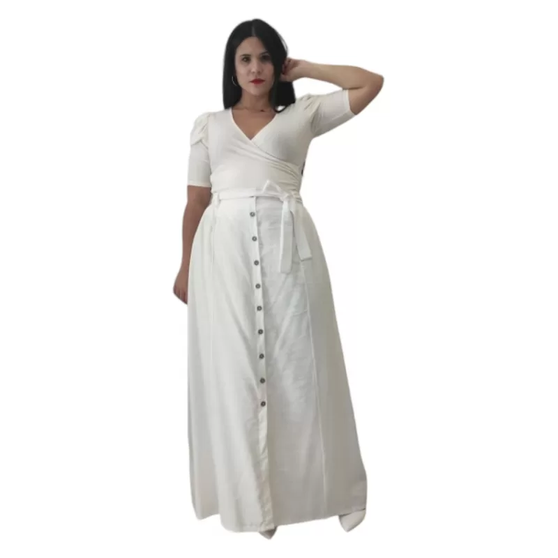Plus Size Φούστα Maxi - Λευκό