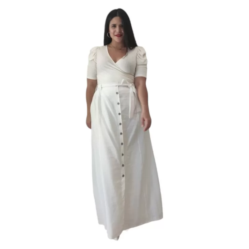 Plus Size Φούστα Maxi - Λευκό