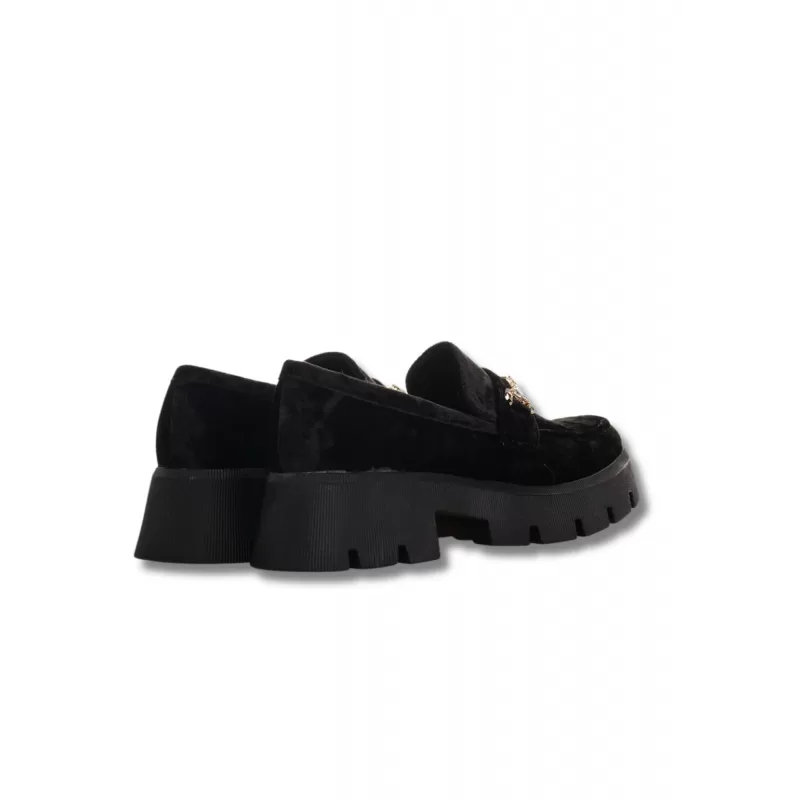 Loafers Chunky Βελούδινα Με Αγκράφα - Μαύρο Loafers Chunky Βελούδινα Με Αγκράφα - Μαύρο