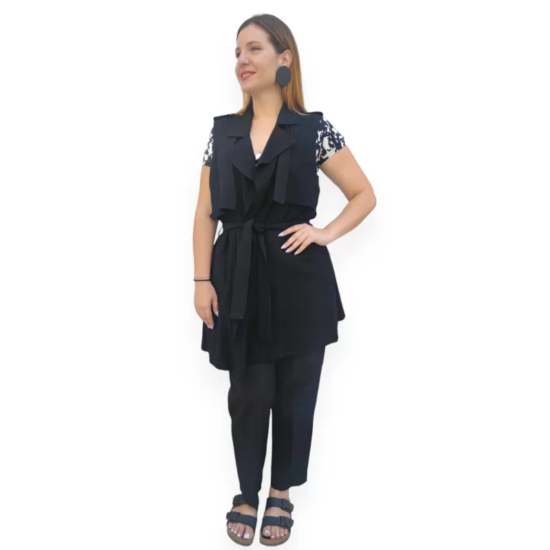 Plus Size Καμπαρντίνα Safari Αμάνικη - Μαύρο Plus Size Καμπαρντίνα Safari Αμάνικη - Μαύρο