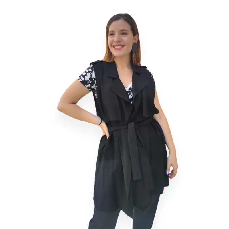 Plus Size Καμπαρντίνα Safari Αμάνικη - Μαύρο Plus Size Καμπαρντίνα Safari Αμάνικη - Μαύρο