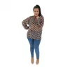 Plus Size Μπλουζα Εμπριμέ Διαφάνεια - Μωβ Plus Size Μπλουζα Εμπριμέ Διαφάνεια - Μωβ