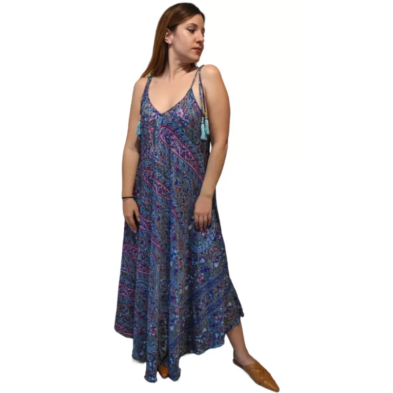Φόρεμα Indie Maxi Σατινέ - Aqua Φόρεμα Indie Maxi Σατινέ - Aqua