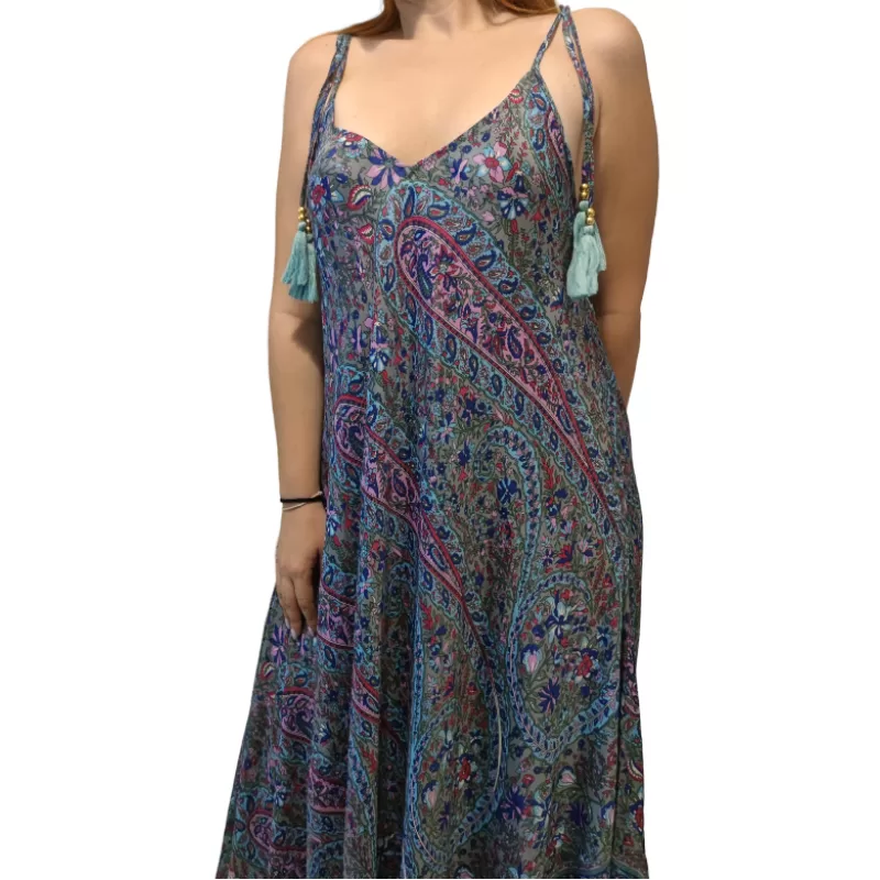 Φόρεμα Indie Maxi Σατινέ - Aqua Φόρεμα Indie Maxi Σατινέ - Aqua