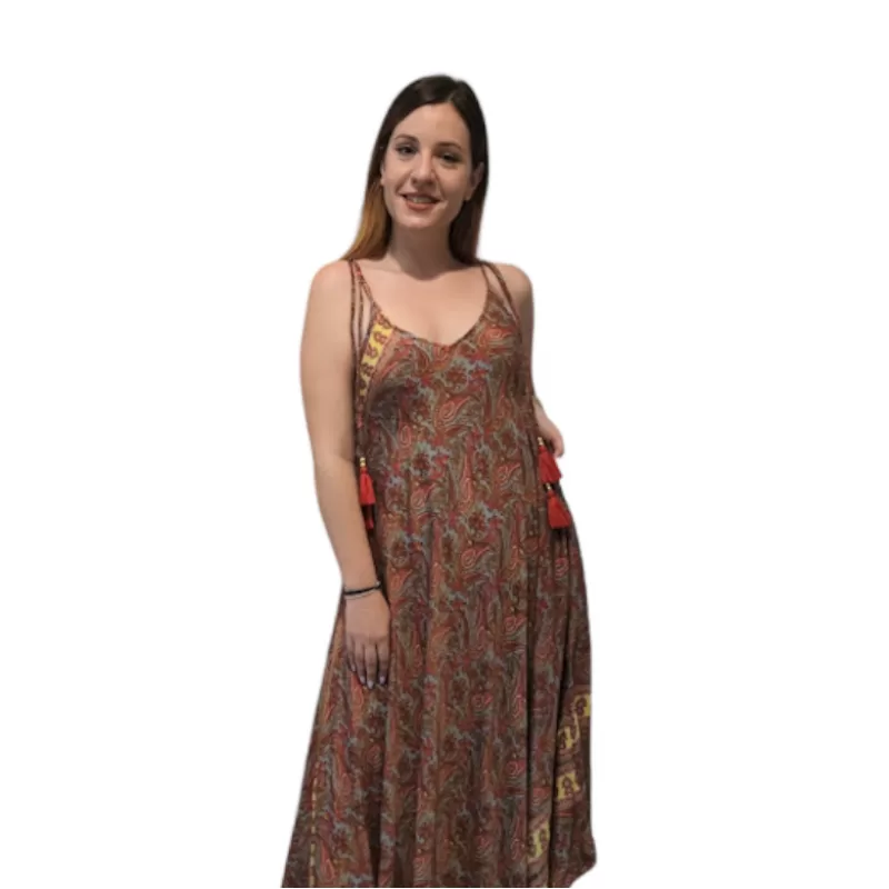 Φόρεμα Indie Maxi Σατινέ - Μπρονζέ Φόρεμα Indie Maxi Σατινέ - Μπρονζέ