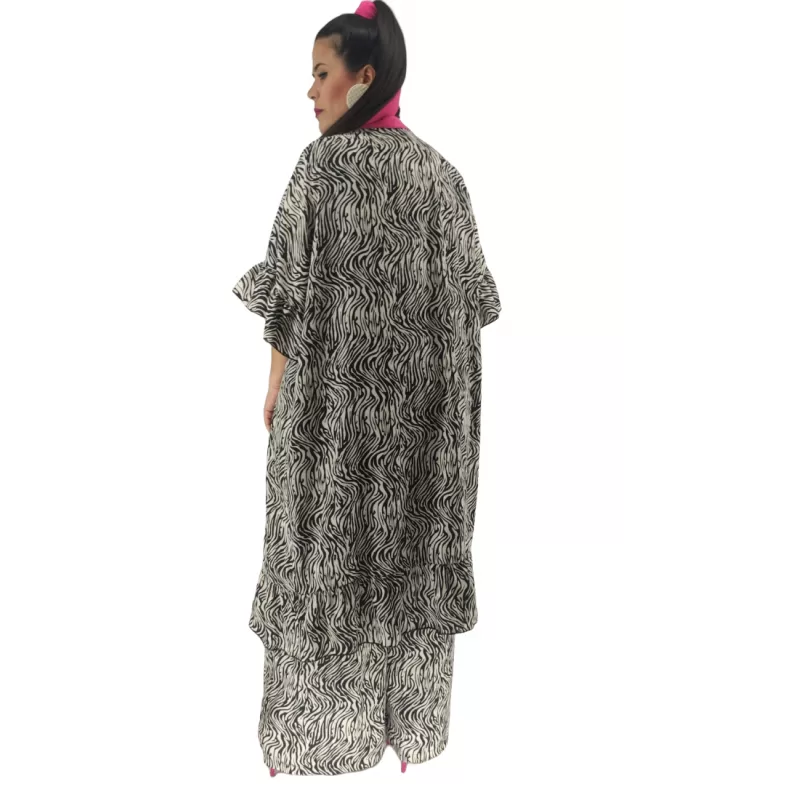 Plus Size Set Παντελόνα Oversized με Κιμονό Ζέβρα - Ασπρόμαυρο Plus Size Set Παντελόνα Oversized με Κιμονό Ζέβρα - Ασπρόμαυρο