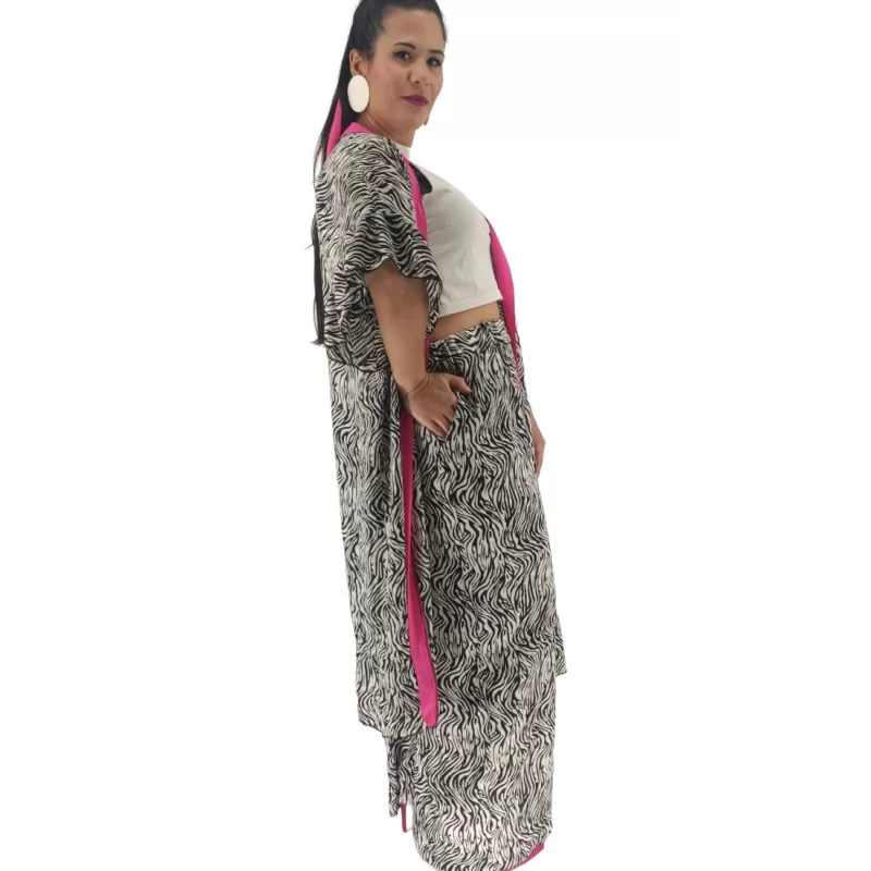 Plus Size Set Παντελόνα Oversized με Κιμονό Ζέβρα - Ασπρόμαυρο Plus Size Set Παντελόνα Oversized με Κιμονό Ζέβρα - Ασπρόμαυρο