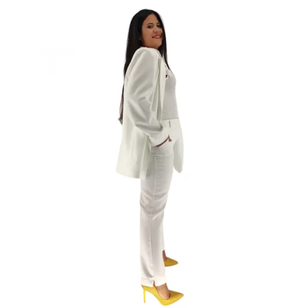 Plus Size Παντελόνι Tailored - Λευκό