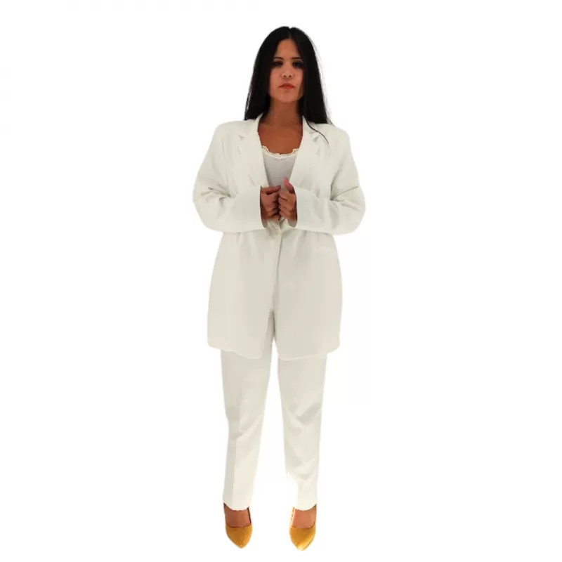 Plus Size Παντελόνι Tailored - Λευκό Plus Size Παντελόνι Tailored - Λευκό