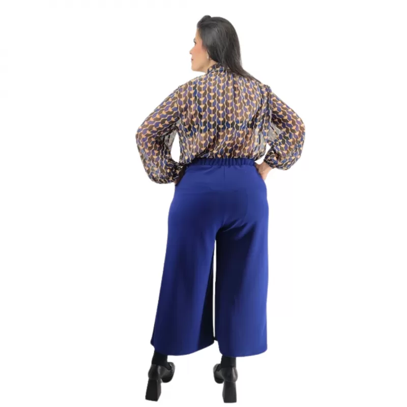 Plus Size Ζιπ Κιλότ - Μπλε Ρουά Plus Size Ζιπ Κιλότ - Μπλε Ρουά